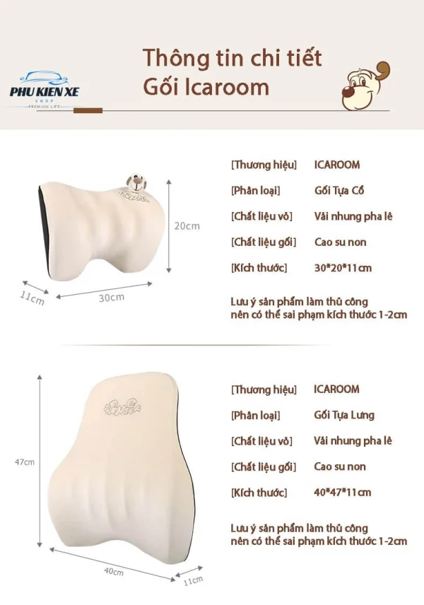 Gối tựa đầu - tựa lưng ICAROOM cao su non dành cho xe ô tô và ghế văn phòng chống đau lưng - Image 3