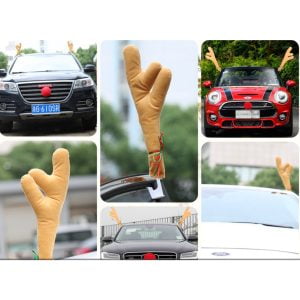 Cặp Sừng Tuần Lộc Ô Tô Và Mũi Đỏ Trang Trí Xe Hơi – Sừng Hươu Trang Trí Xe Hơi & Mũi Tuần Lộc Giáng Sinh – Sừng đỏ - Hình 9