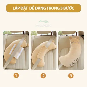 Gối Tựa Đầu Gắn Dây An Toàn Cho Bé Lucky Bear – Sweet Bunny Dễ Thương – Bảo vệ Vai và Cổ Bé Khi Ngồi Xe Ô Tô - Hình 47