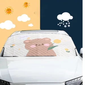 Tấm bạt che chắn nắng ngoài kính lái ô tô 3 Lớp – chống nóng cách nhiệt cho xe oto – Rèm Che Nắng ô tô – Bạt Gấu Nâu - Hình 3