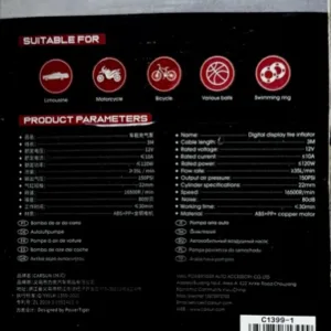 Máy Bơm Lốp Xe Ô Tô – Xe Máy CARSUN – Bơm Hơi 12V Có Đồng Hồ Điện Tử Thông Minh Tự Ngắt  – Đo Áp Suất Lốp - Hình 16