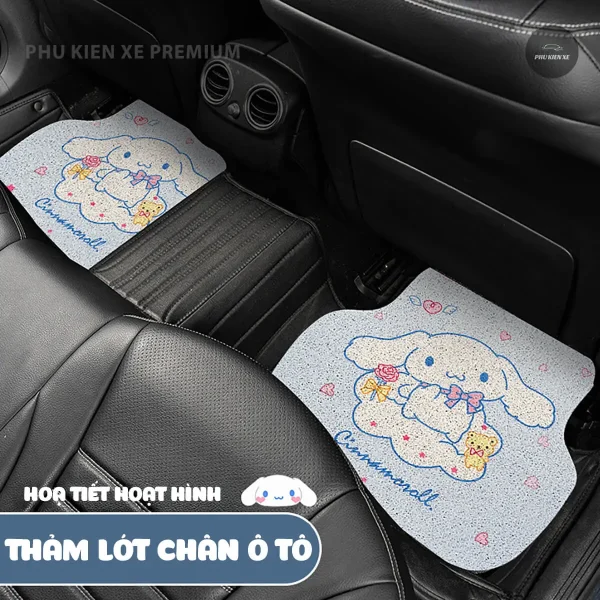 Thảm Lót Sàn Xe Ô Tô Hoạ Tiết Dễ Thương - Mặt Dưới Có Gai Chống Trượt