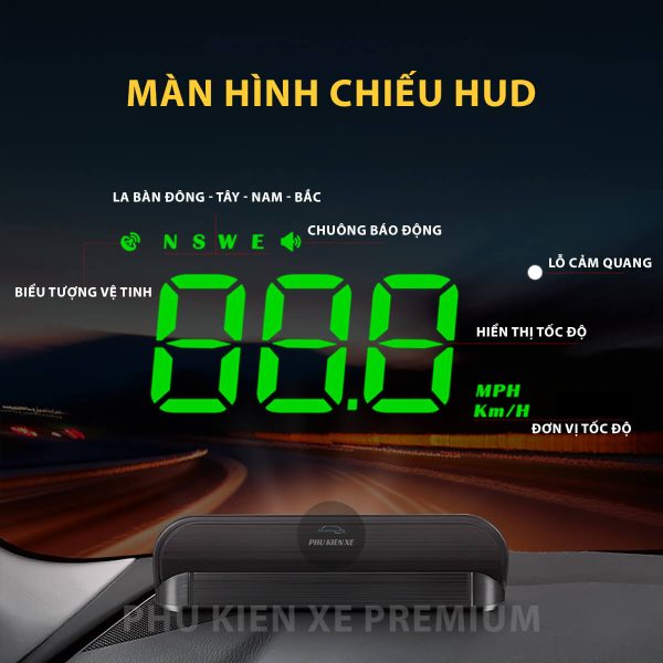 HUD Màn Hiển Thị Tốc Độ Chạy Xe Ô Tô - OBD Hiển Thị Bản M1 Định Vị Cảnh Báo Tốc Độ