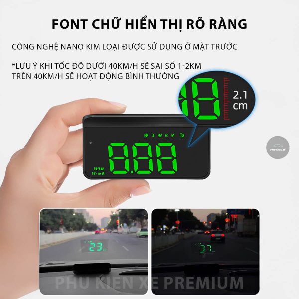 HUD Màn Hiển Thị Tốc Độ Chạy Xe Ô Tô - OBD Hiển Thị Bản M1 Định Vị Cảnh Báo Tốc Độ - Image 4