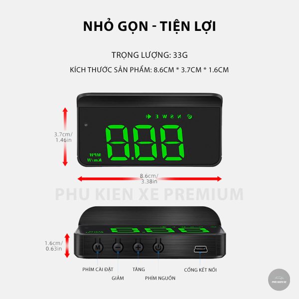 HUD Màn Hiển Thị Tốc Độ Chạy Xe Ô Tô - OBD Hiển Thị Bản M1 Định Vị Cảnh Báo Tốc Độ - Image 8
