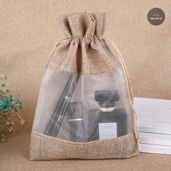 Túi Vải Đay Có Cửa Sổ - Túi Đựng Hạt Cafe - Quà Tặng Nhỏ Xinh - Túi Vải Bố Lanh Dây Rút - Image 4