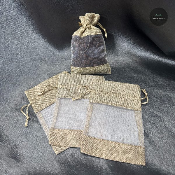 Túi Vải Đay Có Cửa Sổ - Túi Đựng Hạt Cafe - Quà Tặng Nhỏ Xinh - Túi Vải Bố Lanh Dây Rút - Image 3