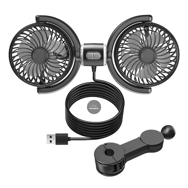 Quạt Đôi Treo Xe Ô Tô Dùng Nguồn USB - Hai Quạt Hoạt Động Độc Lập - Quạt Làm Mát Xe Hơi - Image 7